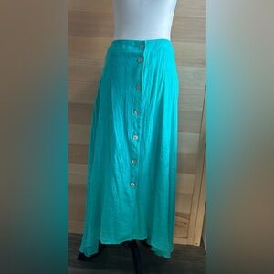 NWT size XL Christina B lined flow skirt, teal maxi midi skirt A-line flowing